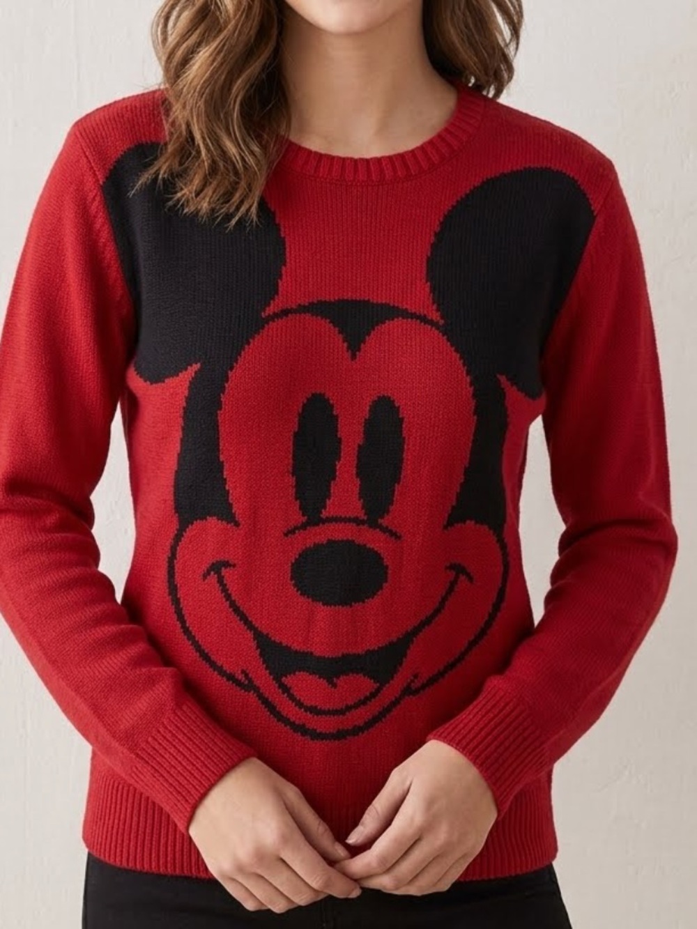 Disney Men's Red Mickey Mouse Sweater size Small New!